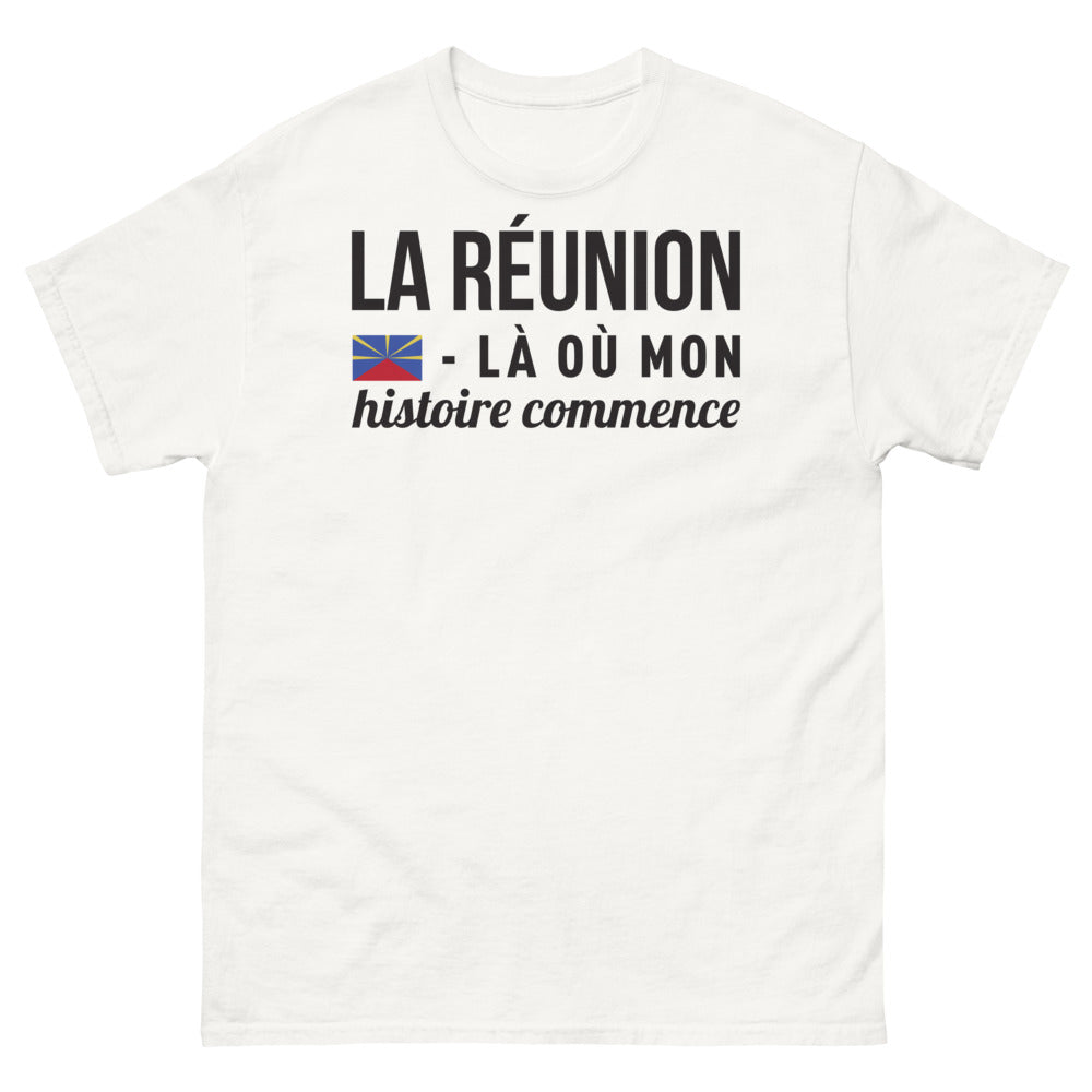 T-shirt La Réunion blanc - Là où mon histoire commence