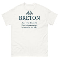 Thumbnail for T-shirt Breton blanc - J'ai une descente que tu n'aimerais pas monter à vélo