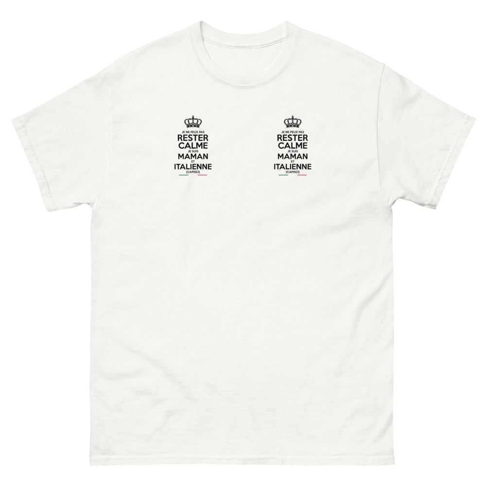 T-shirt Italie blanc - Je ne peux pas rester calme, je suis maman