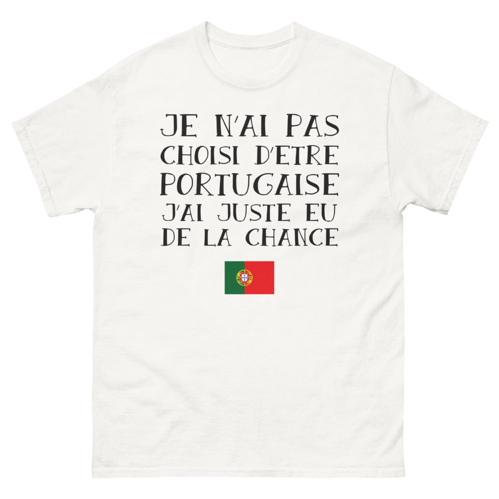 T-shirt Portugal blanc - Je n'ai pas choisi d'être portugaise
