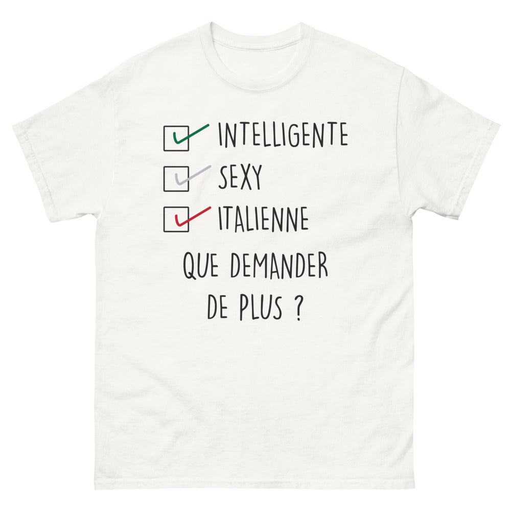 T-shirt Italie blanc - Intelligente, Sexy, Italienne