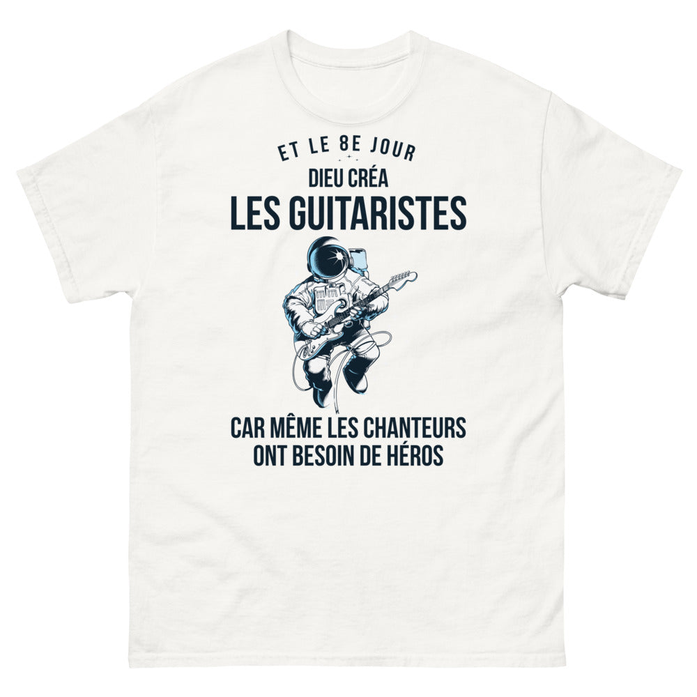 T-shirt musique blanc - Et le 8e jour, Dieu créa les guitaristes