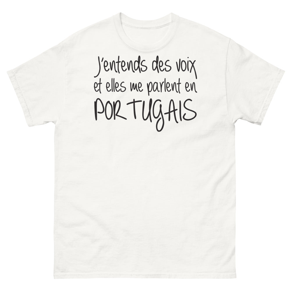 T-shirt Portugal blanc - J'entends des voix en portugais