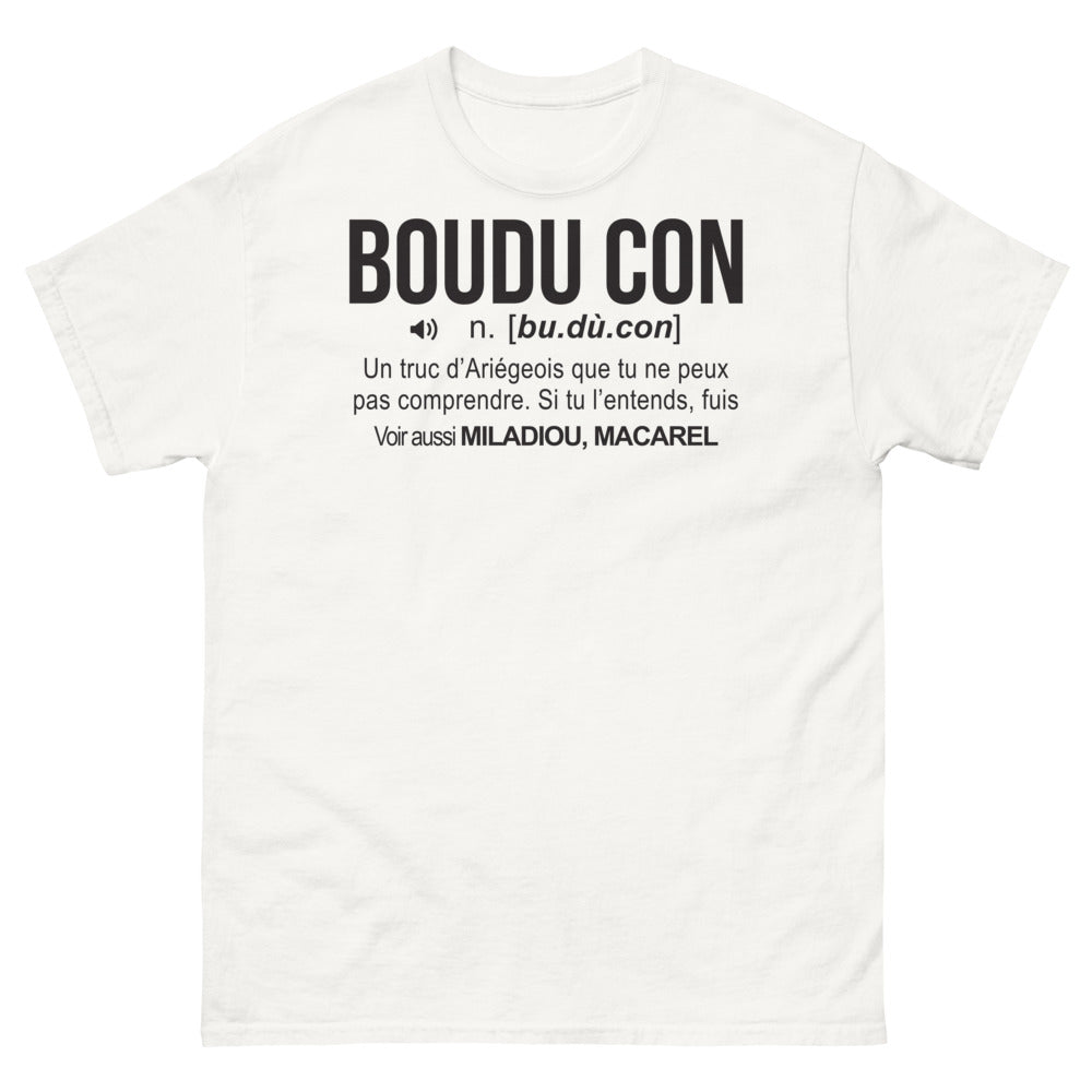 T-shirt Ariège blanc - Boudu con, expression du sud-ouest