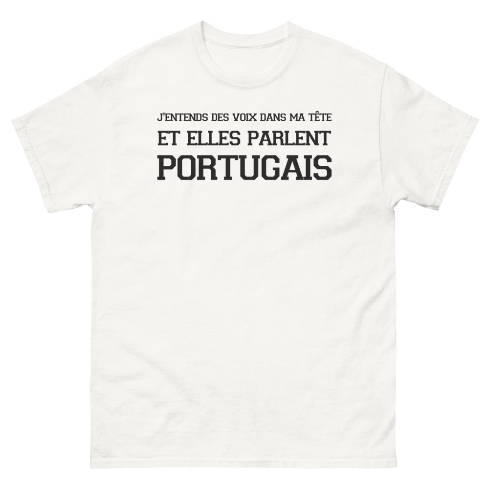 T-shirt Portugal blanc - J'entends des voix en portugais