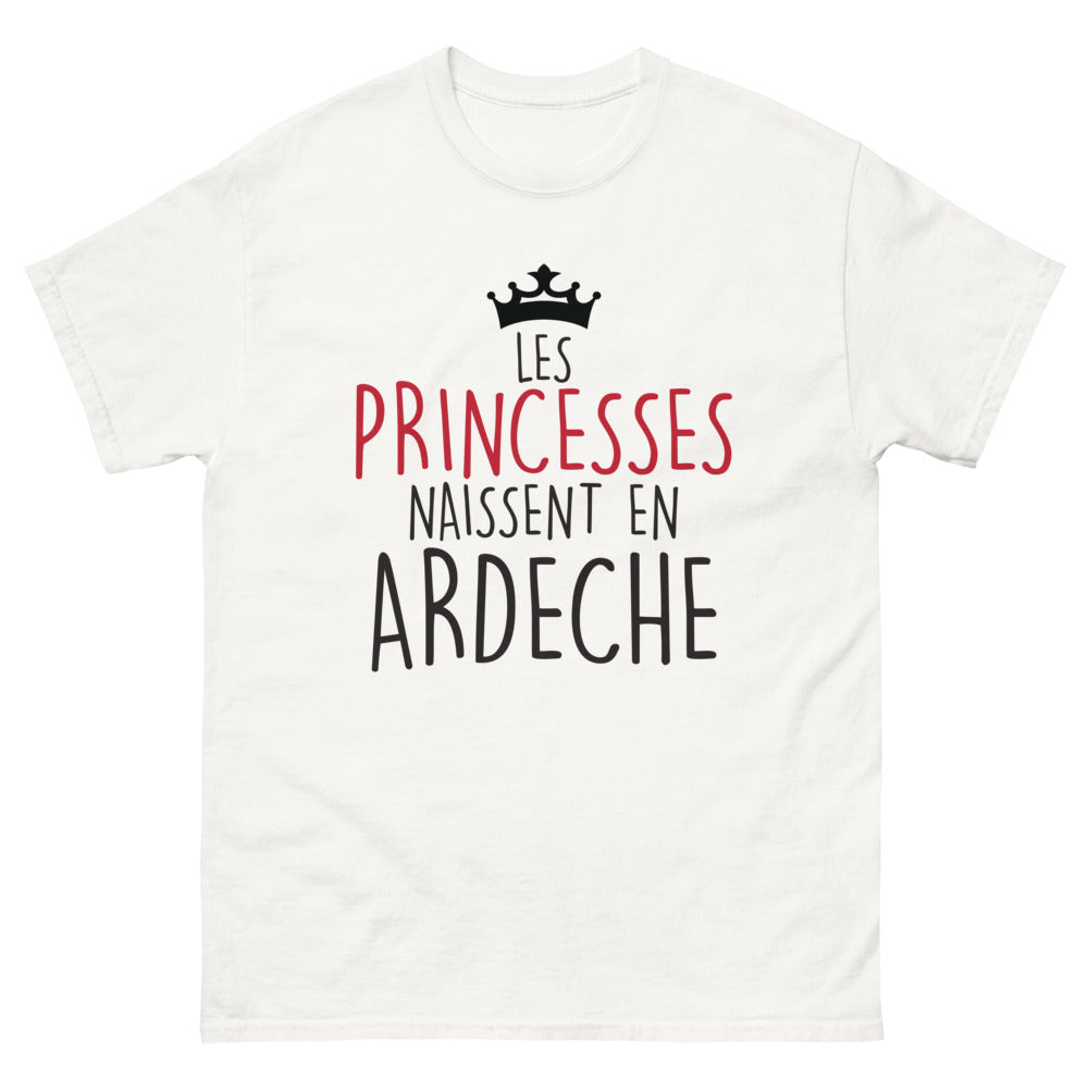 T-shirt Ardèche blanc - Les princesses naissent en Ardèche
