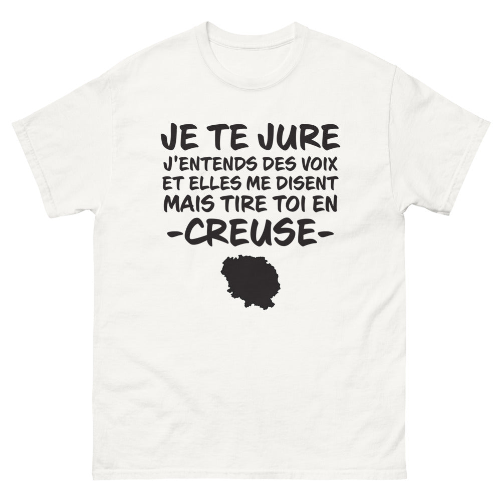 T-shirt Creuse blanc - Je te jure j'entends des voix