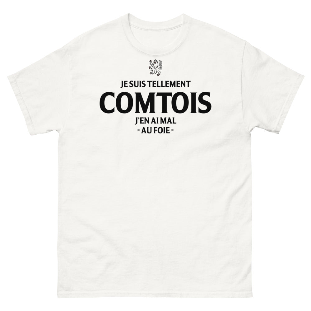 T-shirt Franche-Comté blanc - Je suis tellement Comtois, j'en ai mal au foie