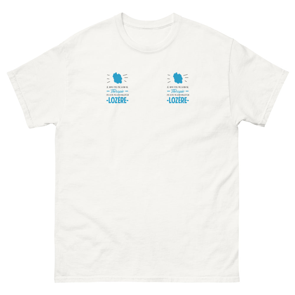 T-shirt Lozère blanc - Pas besoin de thérapie, juste la Lozère