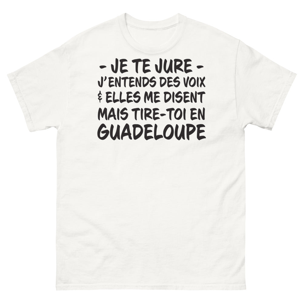 T-shirt Guadeloupe blanc - je te jure j'entends des voix