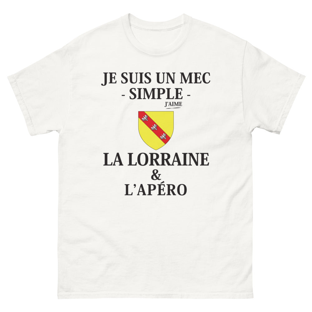 T-shirt Lorraine blanc - Je suis un mec simple, j'aime l'apéro