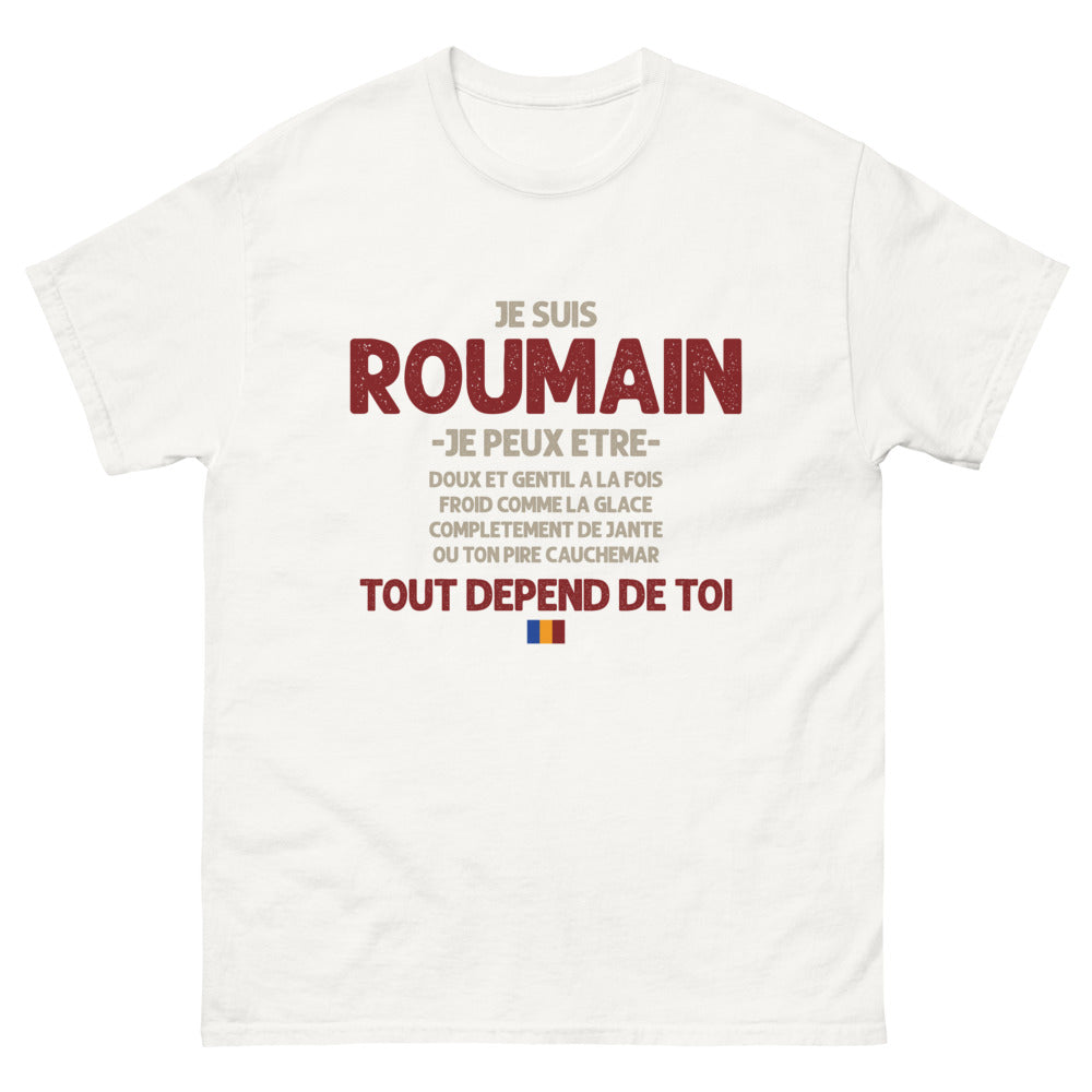 T-shirt Roumain blanc - Je suis roumain : doux et glacial