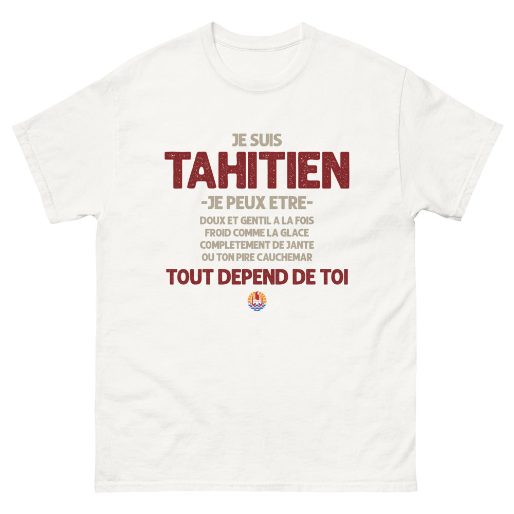 T-shirt Tahitien blanc - Je suis tahitien : doux, glacé, fou