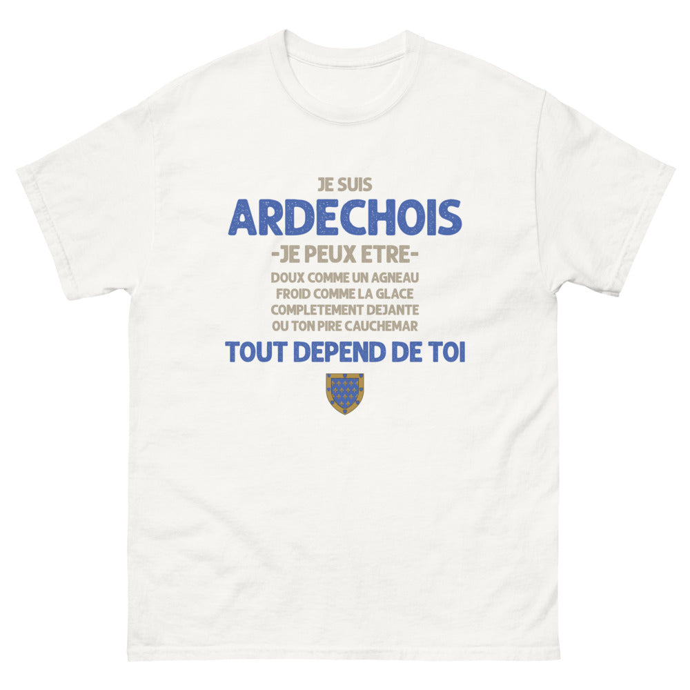 T-shirt Ardèche blanc - Je suis Ardéchois, humour et fierté