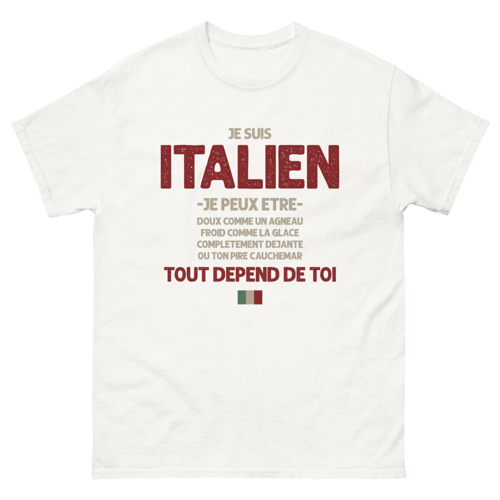 T-shirt Italie blanc - Je suis italien : émotions contrastées