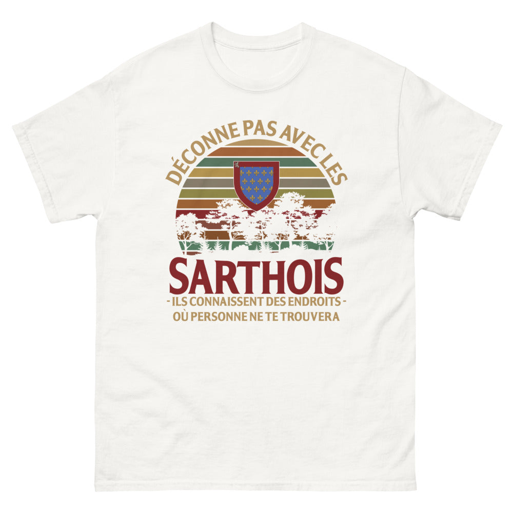 T-shirt Sarthe blanc - Déconne pas avec les Sarthois
