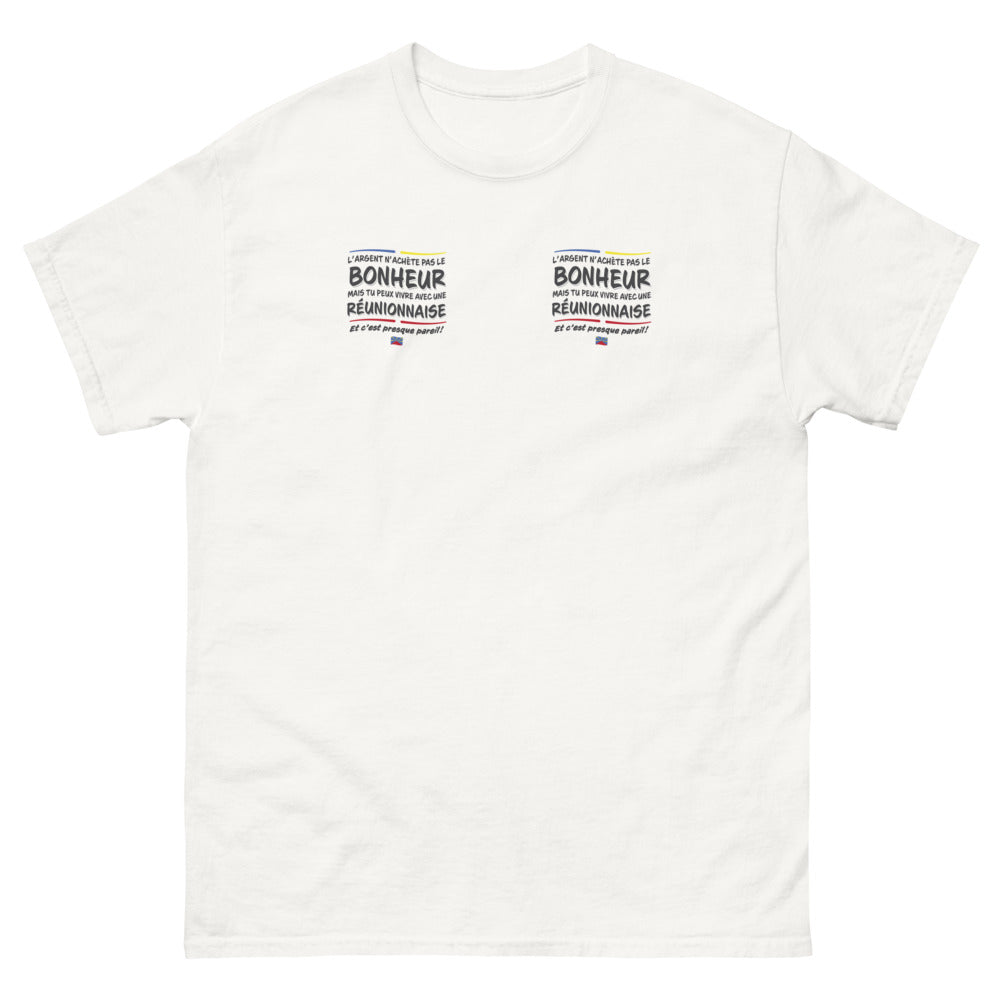 T-shirt Réunion blanc - L'argent n'achète pas le bonheur