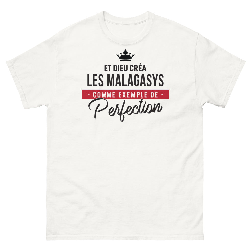 T-shirt Madagascar blanc - Et Dieu créa les Malagasy comme exemple de perfection