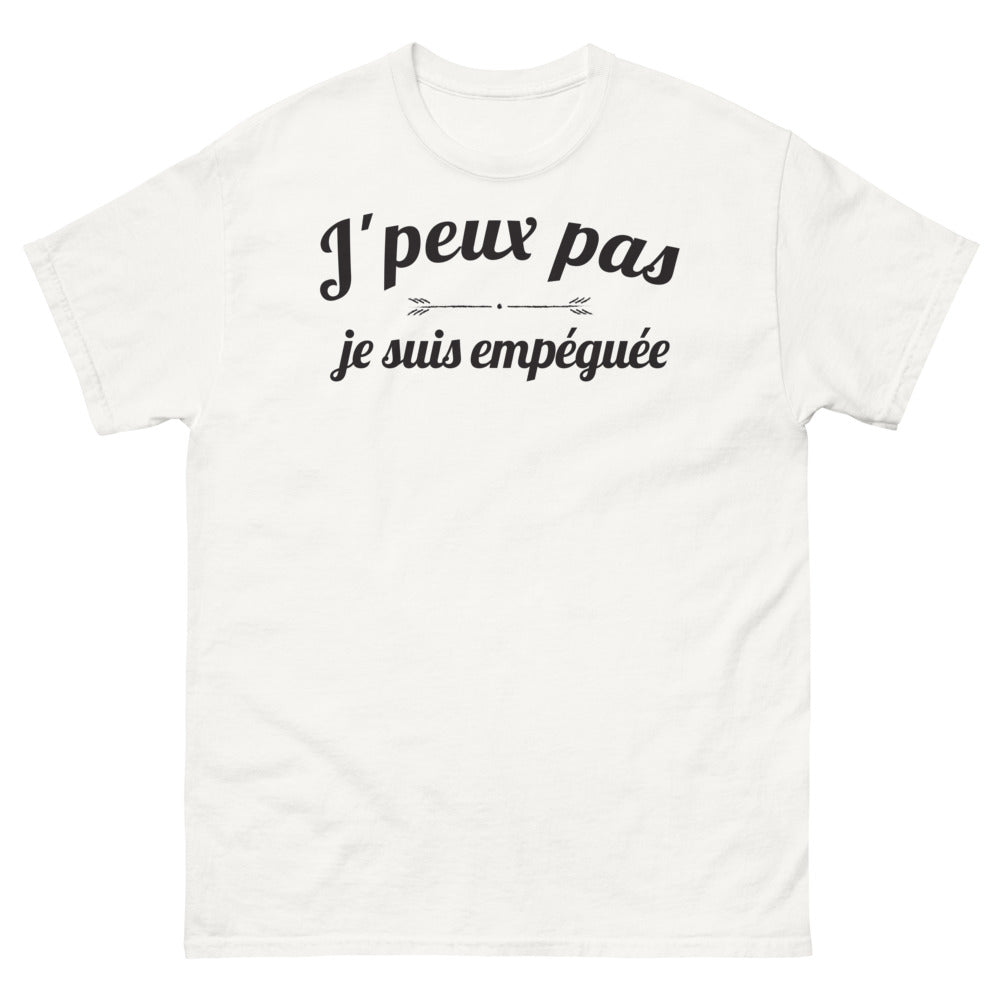 T-shirt humour régional blanc - Je peux pas, je suis empéguée
