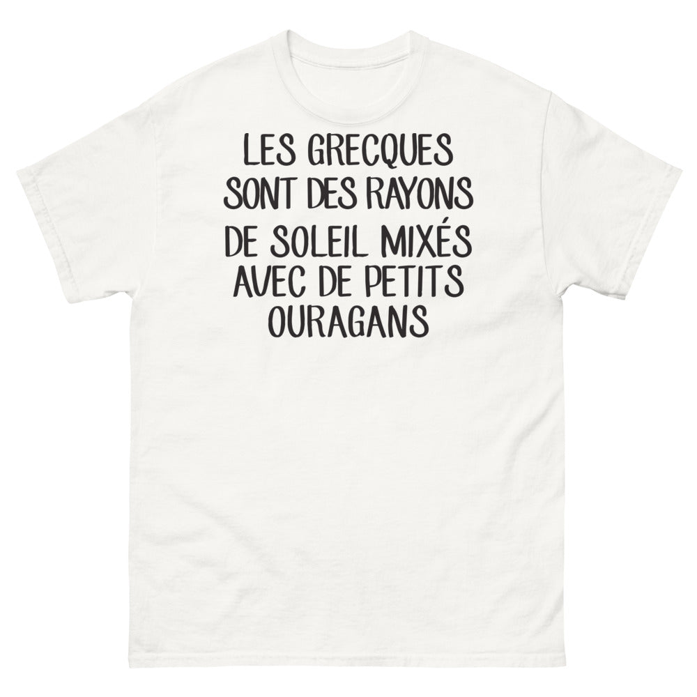 T-shirt Grecque blanc - Rayons de soleil et ouragans humoristiques