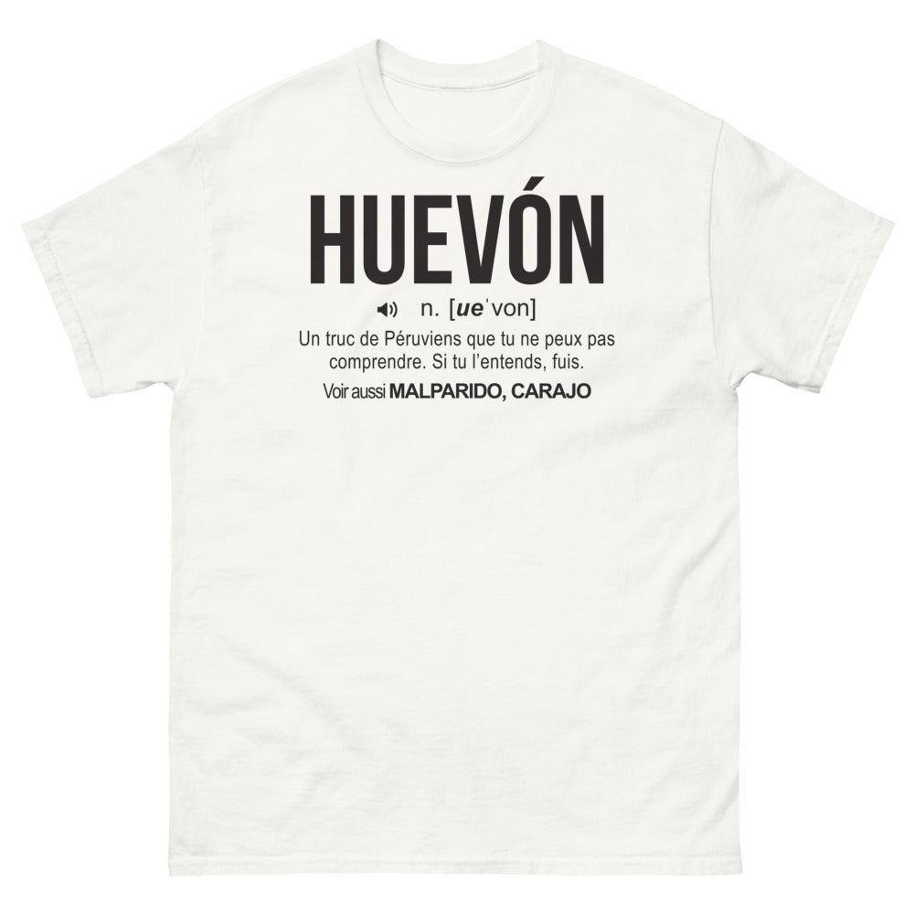 T-shirt Pérou blanc - Humour et fierté avec Huevón