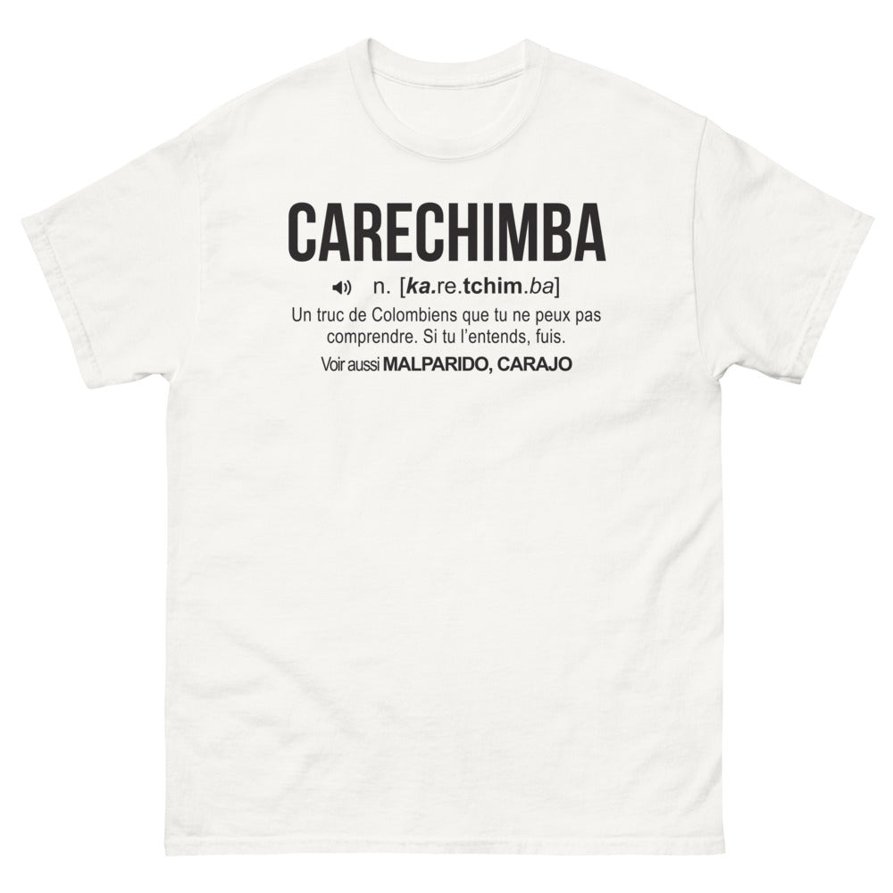 T-shirt Colombien blanc - design humoristique Carechimba