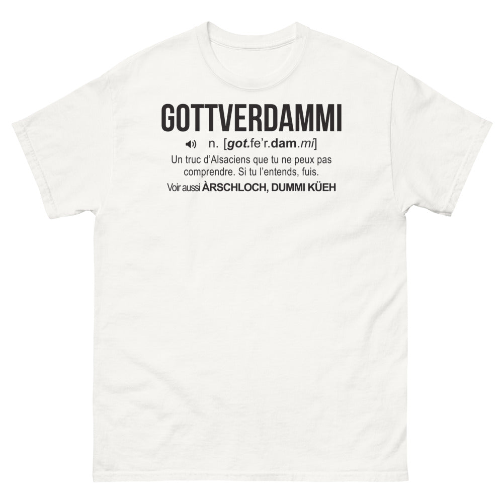 T-shirt Alsace blanc - Gottverdammi ! humour alsacien