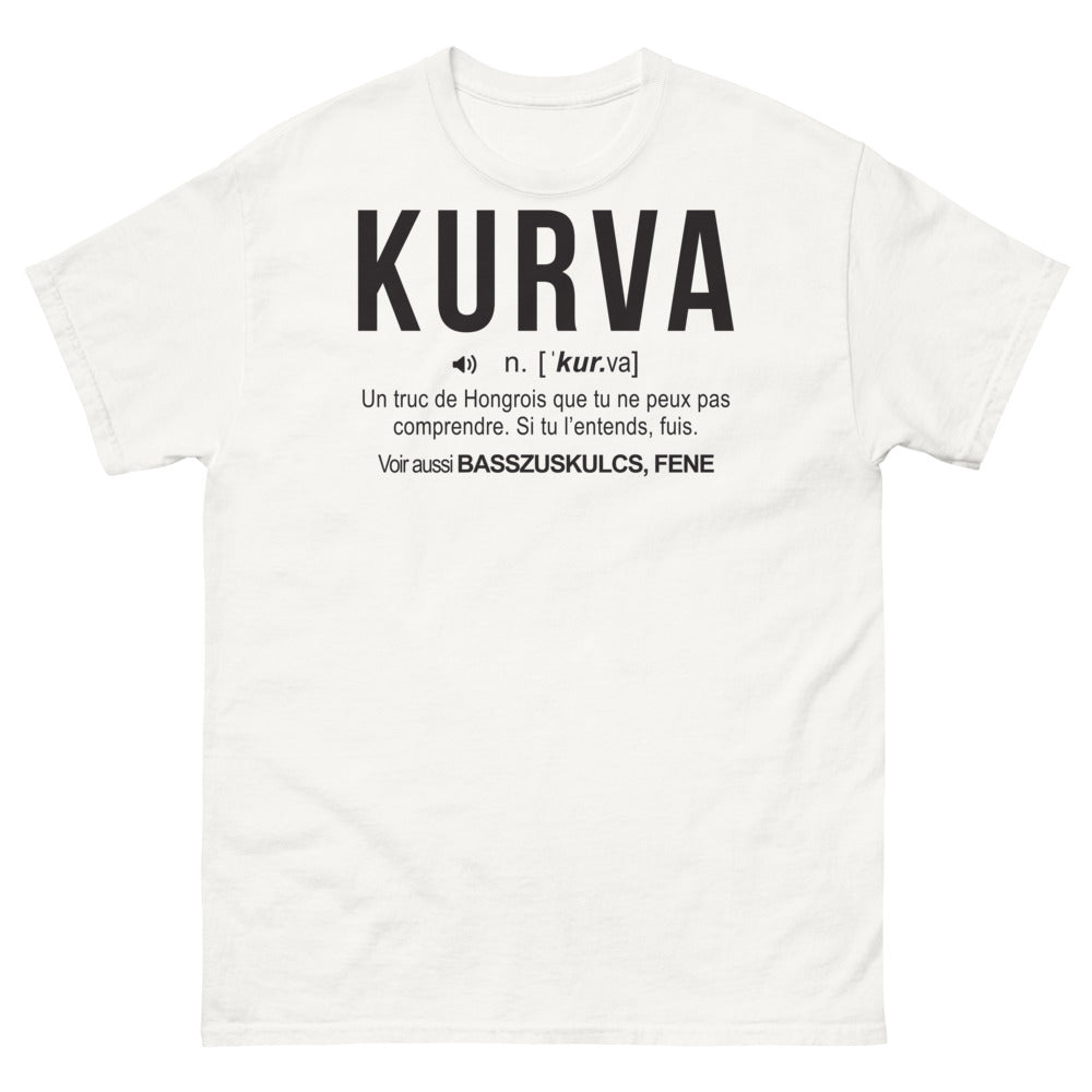 T-shirt Hongrois blanc - Kurva-n-kur-va, un clin d'œil humoristique