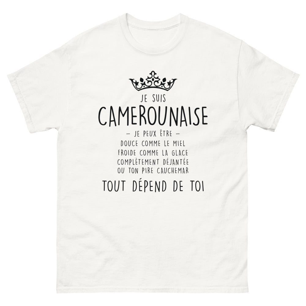 T-shirt Camerounaise blanc - Douce comme le miel, froide comme la glace
