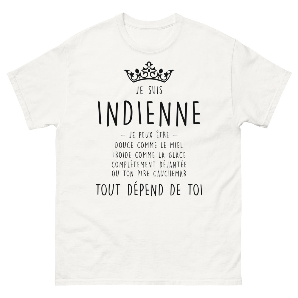 T-shirt Indienne blanc - Je suis Indienne : douce comme le miel