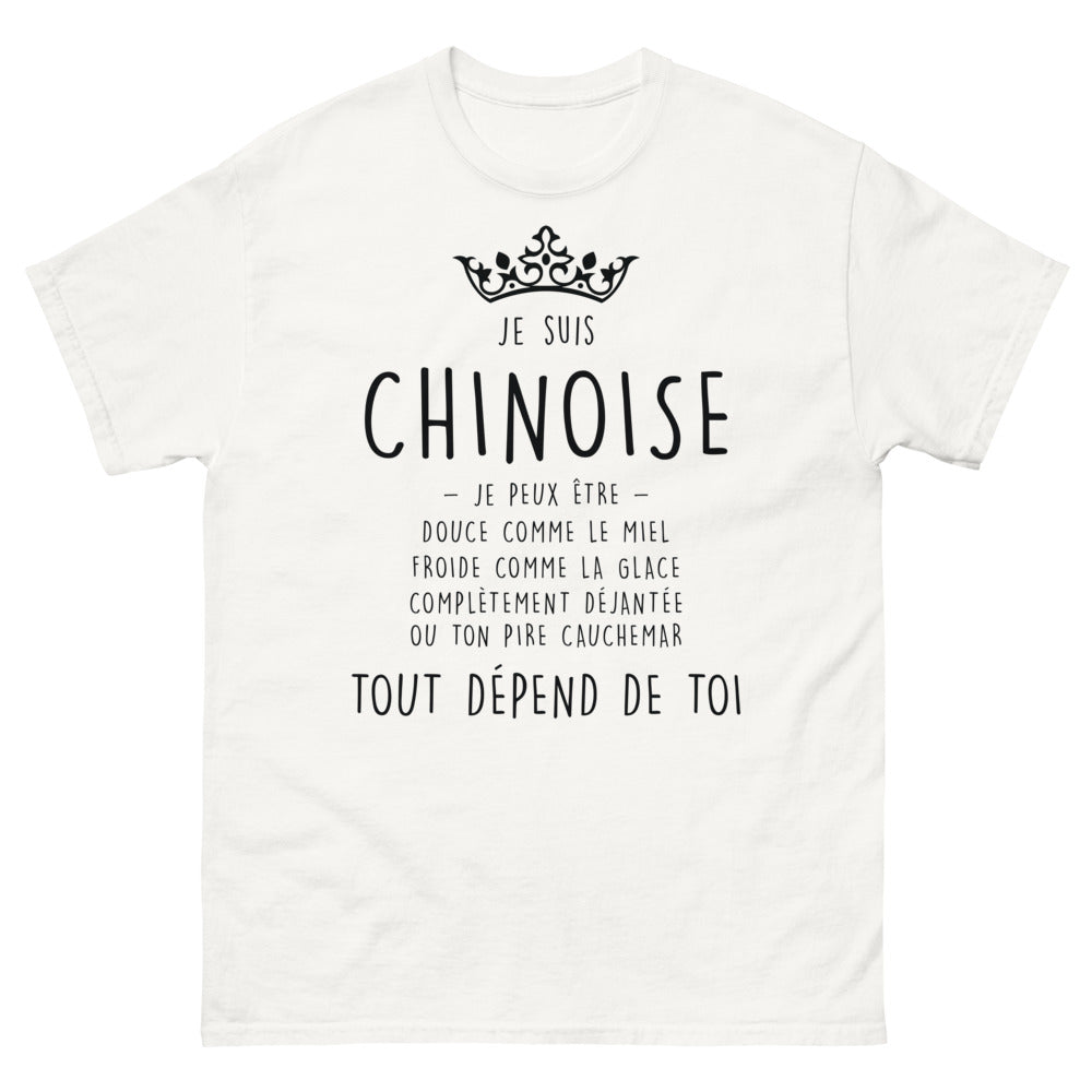 T-shirt Chinoise blanc - Douce comme le miel, déjantée à souhait