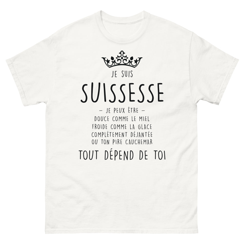 T-shirt Suisse blanc - Je suis Suissesse, douce ou déjantée