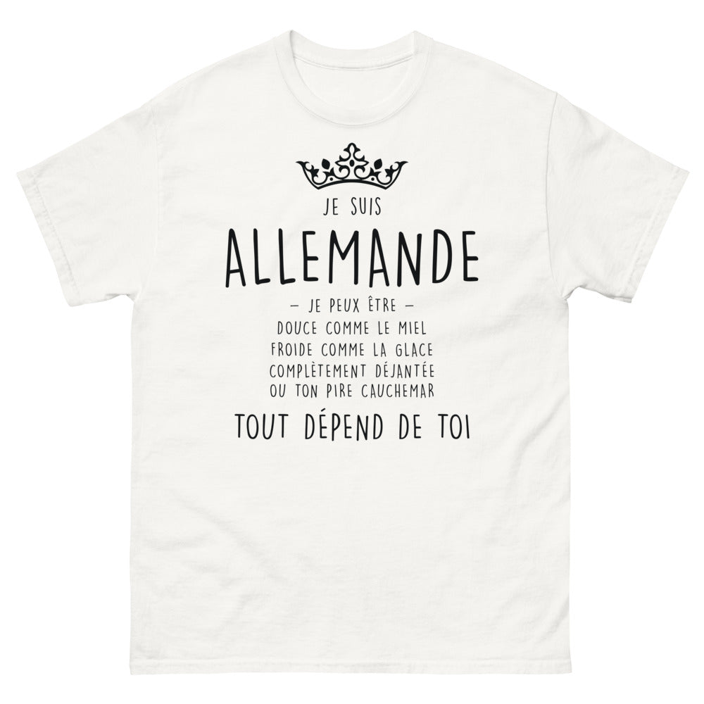 T-shirt Allemagne blanc - Je suis Allemande : douce comme le miel