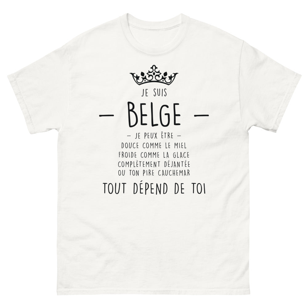 T-shirt Belgique blanc - Douce comme le miel, déjanté