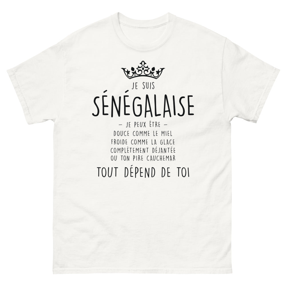 T-shirt Sénégal blanc - Je suis Sénégalaise, douce comme le miel
