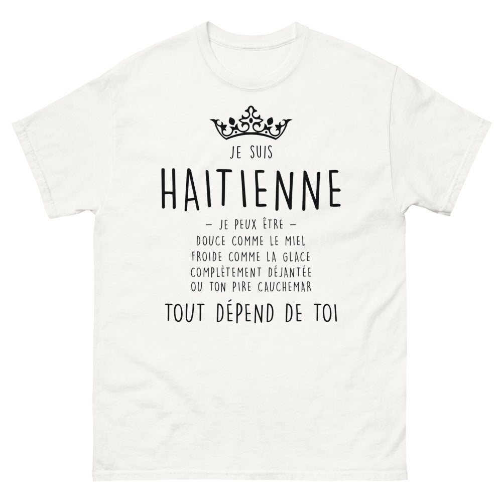 T-shirt Haïti blanc - Je suis Haïtienne, unique et fière