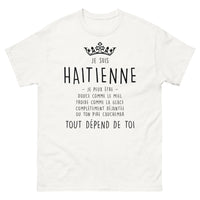Thumbnail for T-shirt Haïti blanc - Je suis Haïtienne, unique et fière