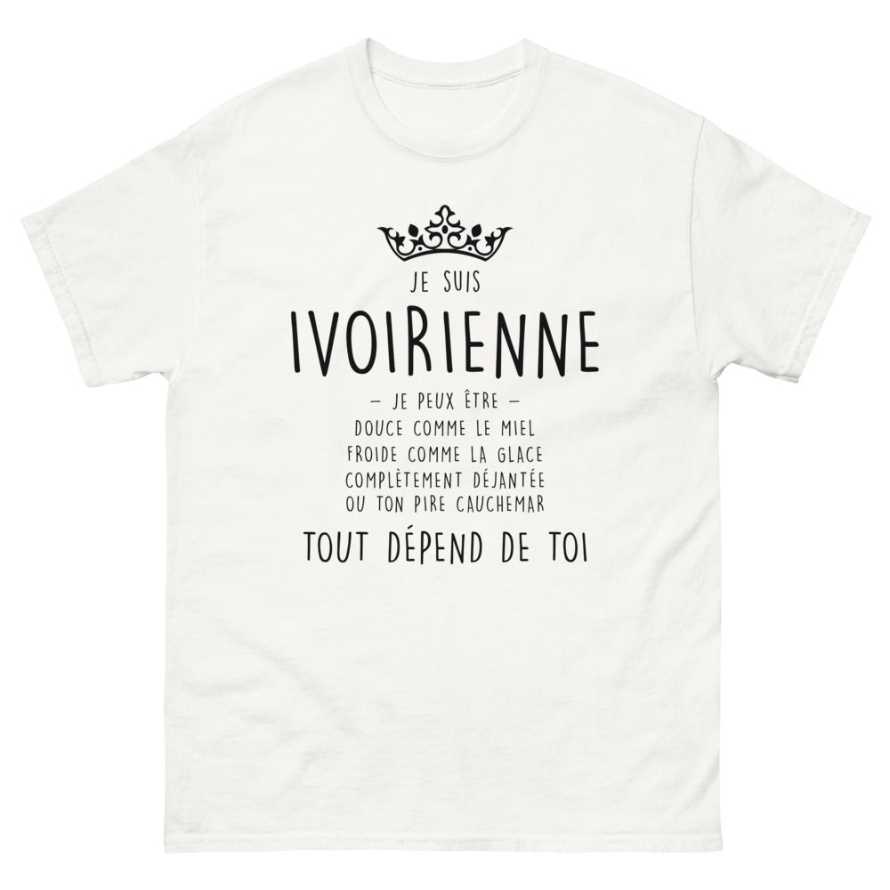 T-shirt Ivoirienne blanc - Douce comme le miel et déjantée