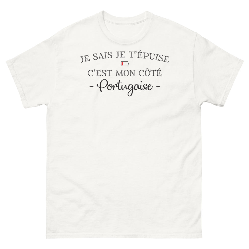 T-shirt Portugal blanc - Mon côté épuisant avec humour