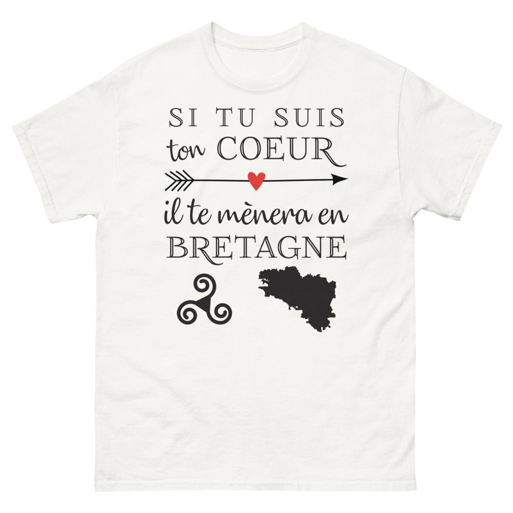 T-shirt Bretagne blanc - Si tu suis ton cœur, il te mènera