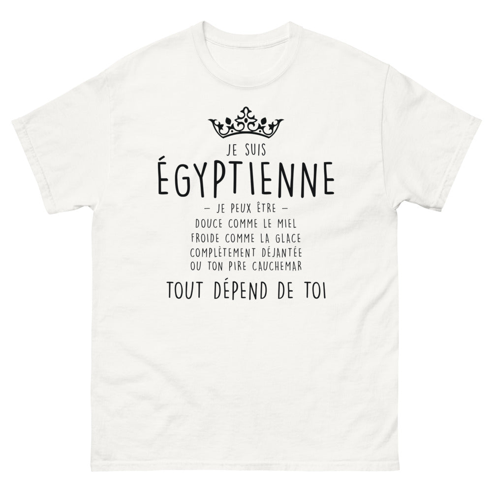 T-shirt Égyptienne blanc - Je suis Égyptienne, douce et déjantée