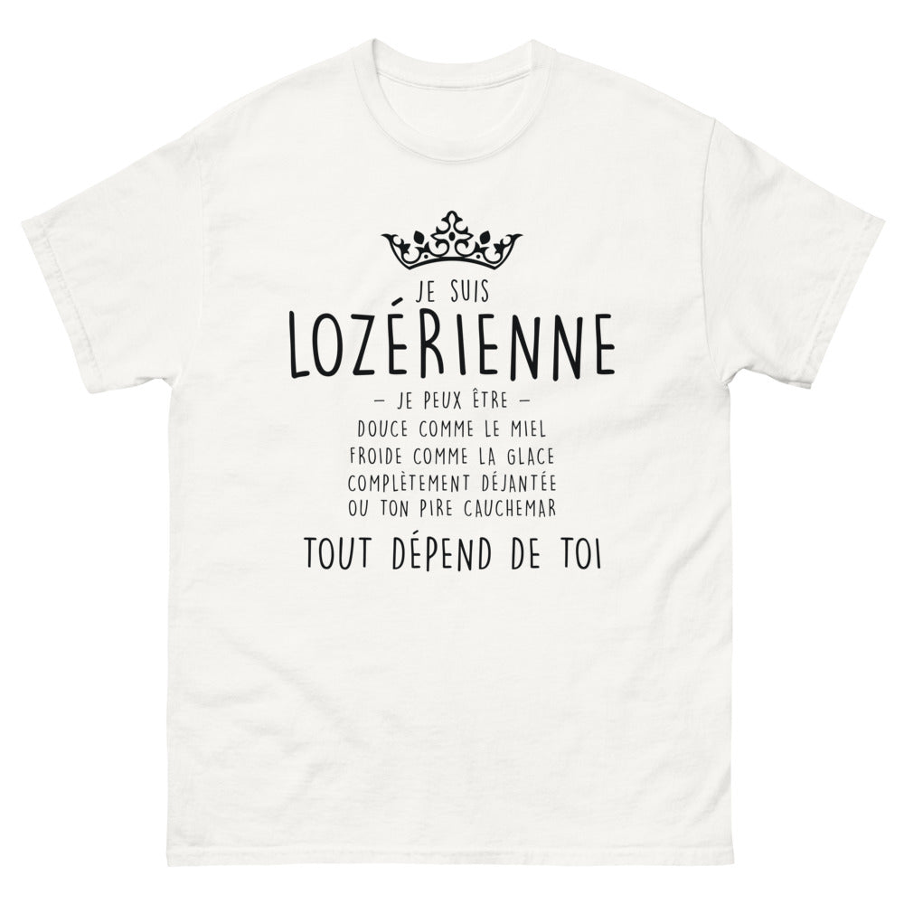T-shirt Lozérienne blanc - Douce comme le miel, glaciale à l'occasion