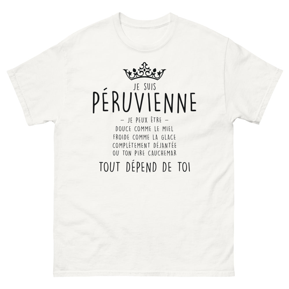 T-shirt Péruvien blanc - Douce comme le miel, ton pire cauchemar