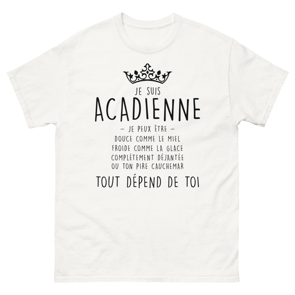 T-shirt Acadienne blanc - Douce comme le miel, déjantée!