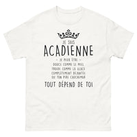 Thumbnail for T-shirt Acadienne blanc - Douce comme le miel, déjantée!