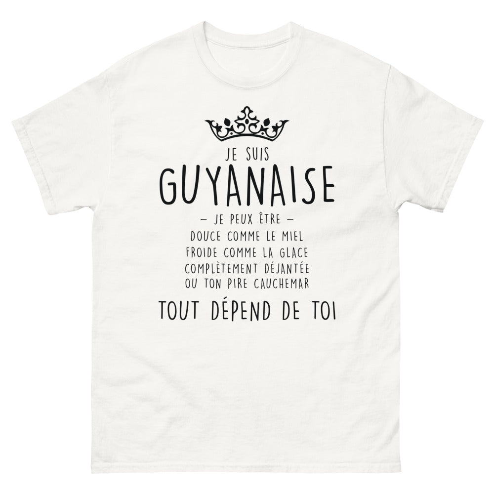 T-shirt Guyanaise blanc - Douce comme le miel ou ton pire cauchemar