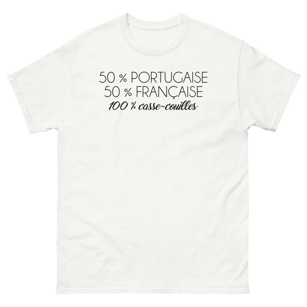 T-shirt Franco-Portugais blanc - 50% Portugaise, 50% Française
