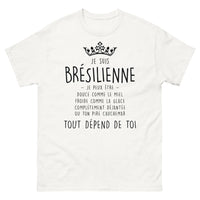 Thumbnail for T-shirt Brésilienne blanc - Je suis Brésilienne, douce, glaciale ou déjantée