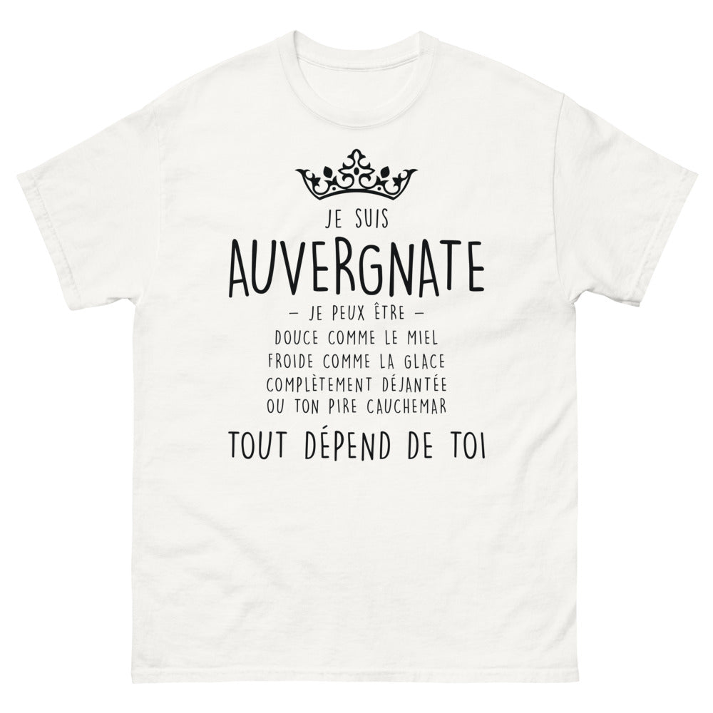 T-shirt Auvergne blanc - Je suis auvergnate, douce ou déjantée