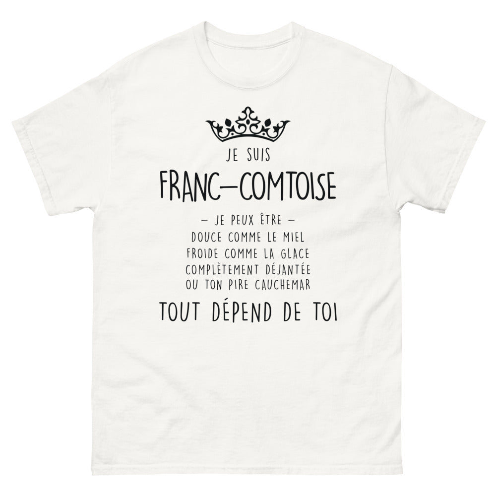 T-shirt Franc-Comté blanc - Je suis Franc-Comtoise, douce et déjantée